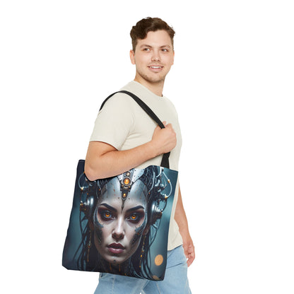 Futuristic Art Tote Bag, Cyberpunk Purse, Unique Shopping Bag, Sci-Fi Style Handbag, Statement Accessory for Geeks