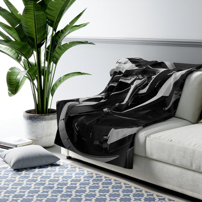 Modern Geometric Sherpa Fleece Blanket, Cozy Gift for Home
