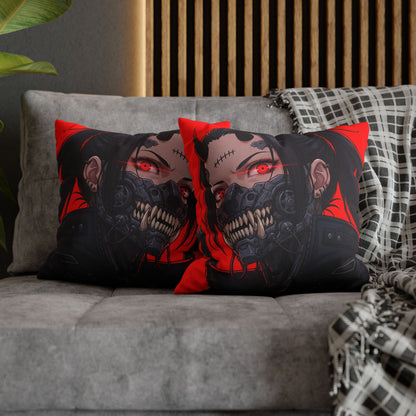 Gothic Anime Pillowcase, Decorative Throw Pillow, Cyberpunk Square Cushion, Bedroom Decor, Unique Gift for Fans, Cozy Home Accents