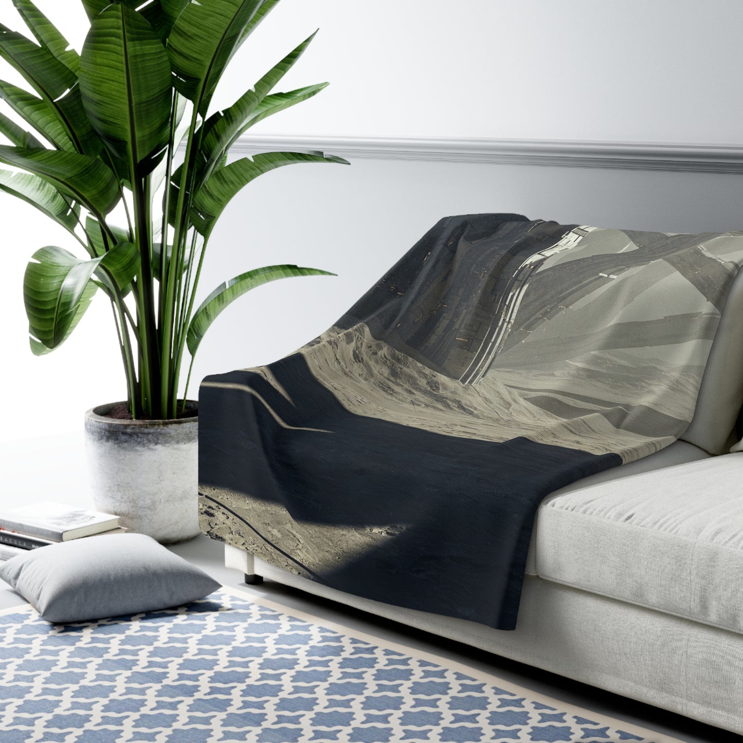 Futuristic Sherpa Fleece Blanket - Cozy Wall Art for Sci-Fi Lovers