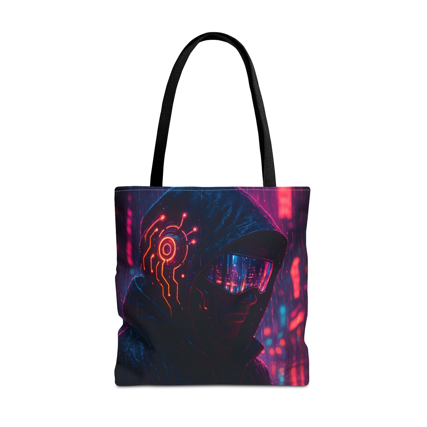 Futuristic Cyberpunk Tote Bag, Unique AOP Bag for Tech Lovers, Stylish Everyday Tote, Gift for Gamers, Sci-Fi Enthusiasts