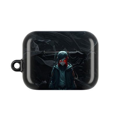 Edgy AirPod Case for Teens, Stylish Headphone Cover, Trendy Tech Accessory, Perfect for Gift Giving, Black Minimalist Design
