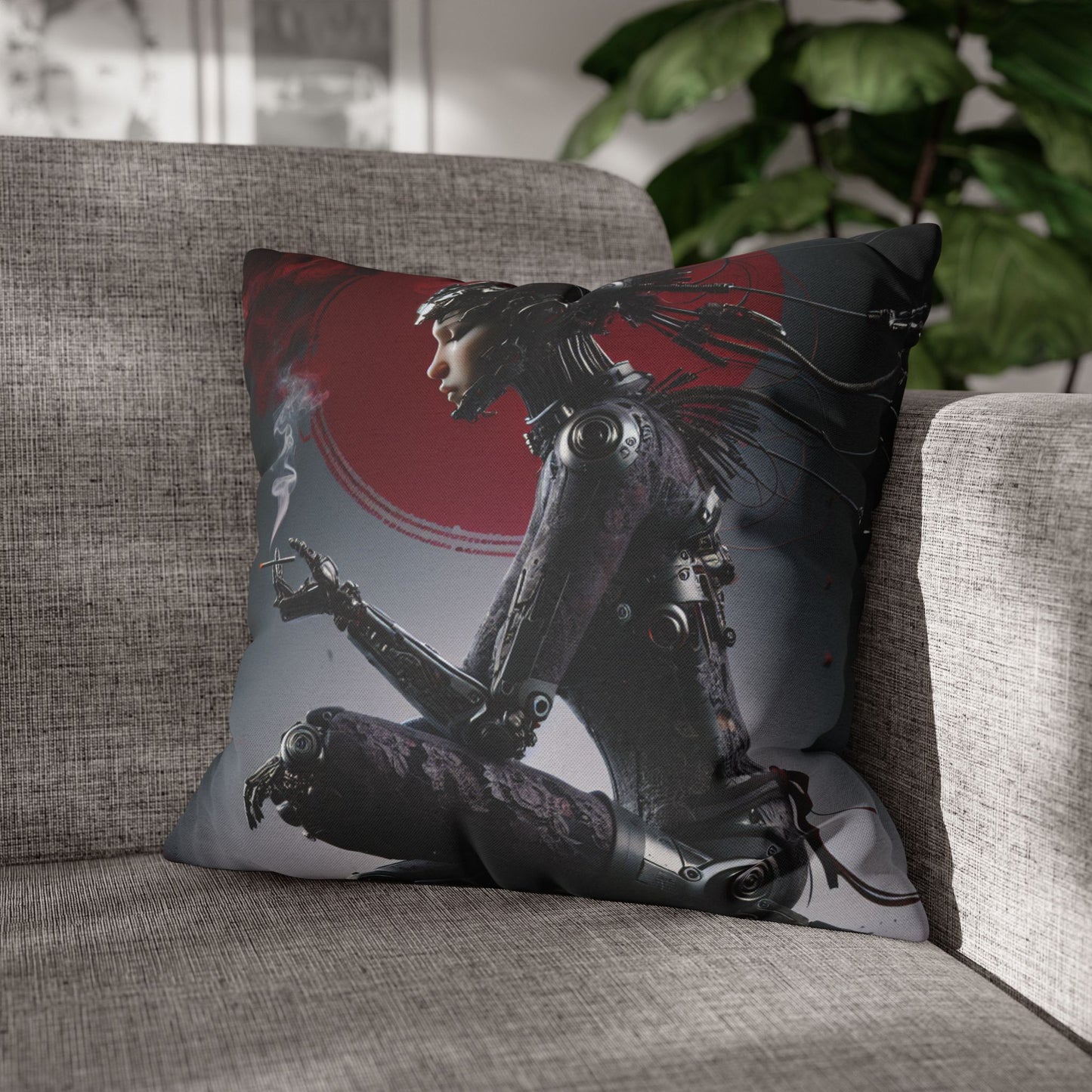 Futuristic Robot Love Pillowcase, Cyberpunk Decor, Gift for Tech Lovers, Modern Home Accent, Unique Housewarming Present