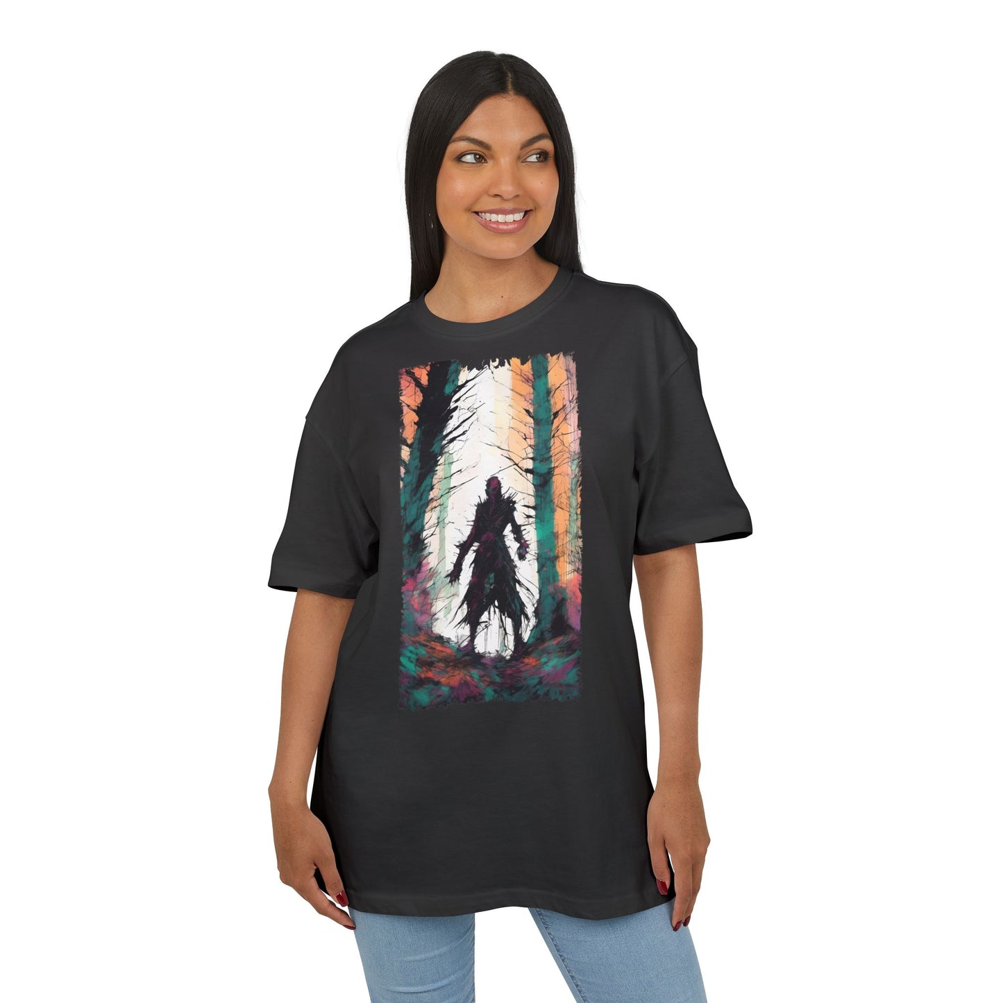 Artistic Oversized Tee - Forest Silhouette Design, Casual Unisex Fashion, Perfect for Nature Lovers, Gift for Friends, Relaxed Everyday Wear