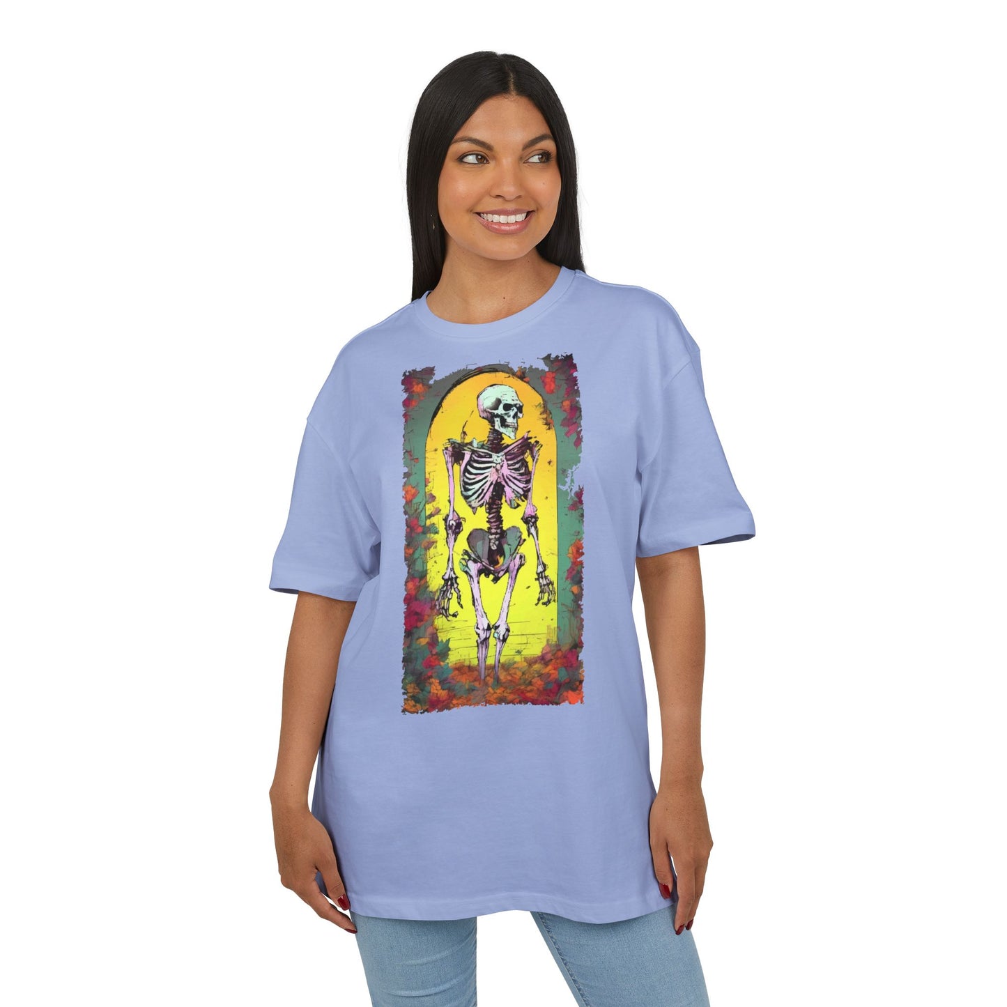 Skeleton Graphic Oversize Tee - Unisex Halloween Shirt, Comfortable Casual Wear, Spooky Vibes, Perfect for Parties and Everyday
