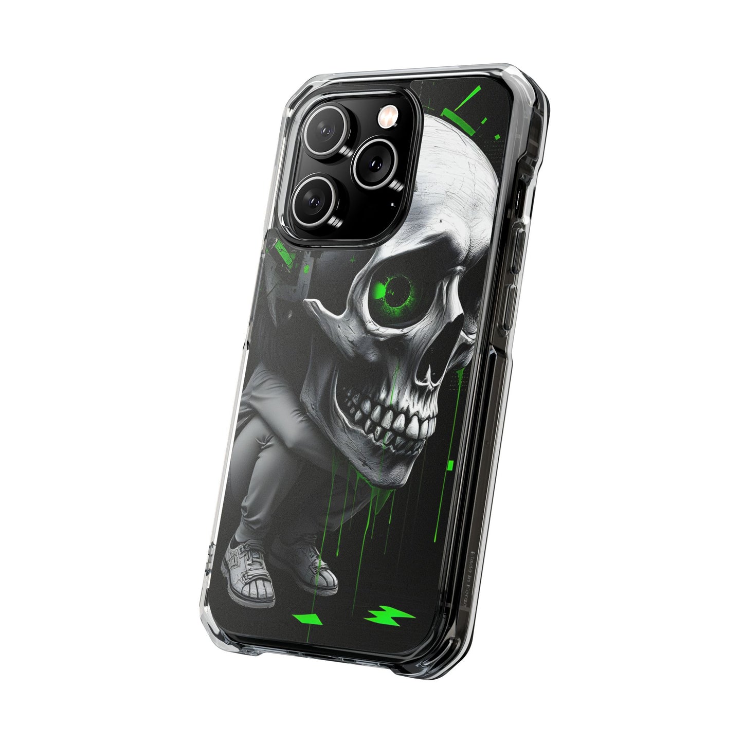 Edgy Skull Phone Case - Magnetic Clear Impact Cases, Unique Phone Cover, Goth Accessory, Halloween Gift, Stylish Tech Protection
