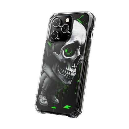 Edgy Skull Phone Case - Magnetic Clear Impact Cases, Unique Phone Cover, Goth Accessory, Halloween Gift, Stylish Tech Protection