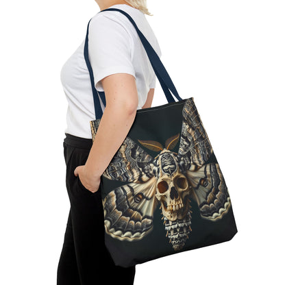 Gothic Skull Moth Tote Bag, Edgy Eco-Friendly Tote, Artsy Shopping Bag, Unique Gift for Halloween, Boho Tote for Nature Lovers