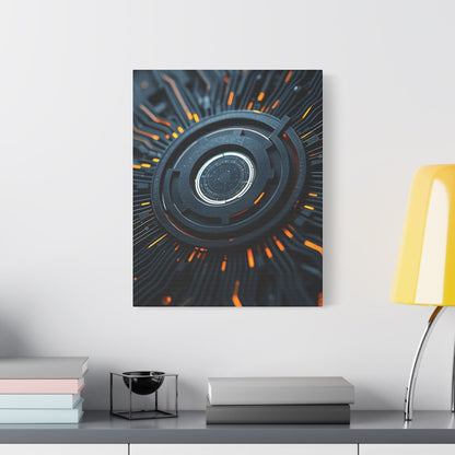 Futuristic Satin Canvas Wall Art, Modern Home Decor, Tech-Inspired Art Print, Unique Gift Idea, Abstract Wall Decoration, Cyberpunk Art