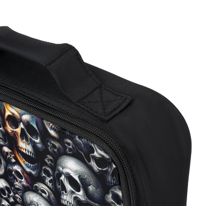 Gothic Skull Lunch Bag - Edgy Lunch Tote, Skull Pattern Insulated Bag, Dark Aesthetic Lunchbox, Halloween Gift, Unique Food Carrier