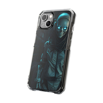 Futuristic Robot Phone Case, Magnetic Clear Impact Case, Unique Gift for Tech Lovers, Protective Smartphone Accessory, Cyberpunk Style