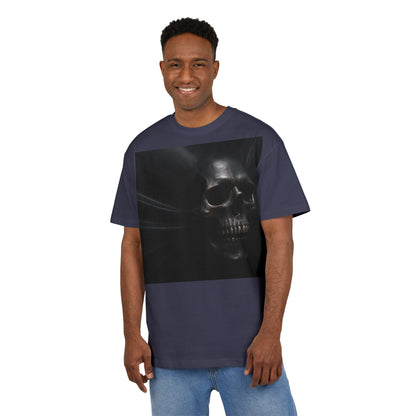Skull Graphic Oversized Tee - Unisex Heavy Tee for Casual Wear, Street Style, Halloween Attire, Gift for Friends, Unique Art Tee