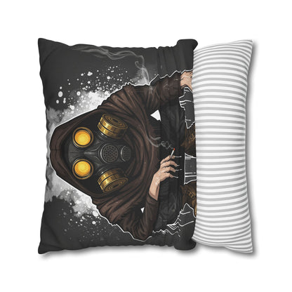 Gothic Gas Mask Pillowcase - Unique Home Decor, Edgy Throw Pillow, Gifts for Sci-Fi Fans, Alternative Room Style, Men’s Bedroom Decor