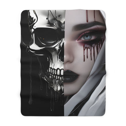 Sherpa Fleece Blanket with Dark Gothic Horror Design