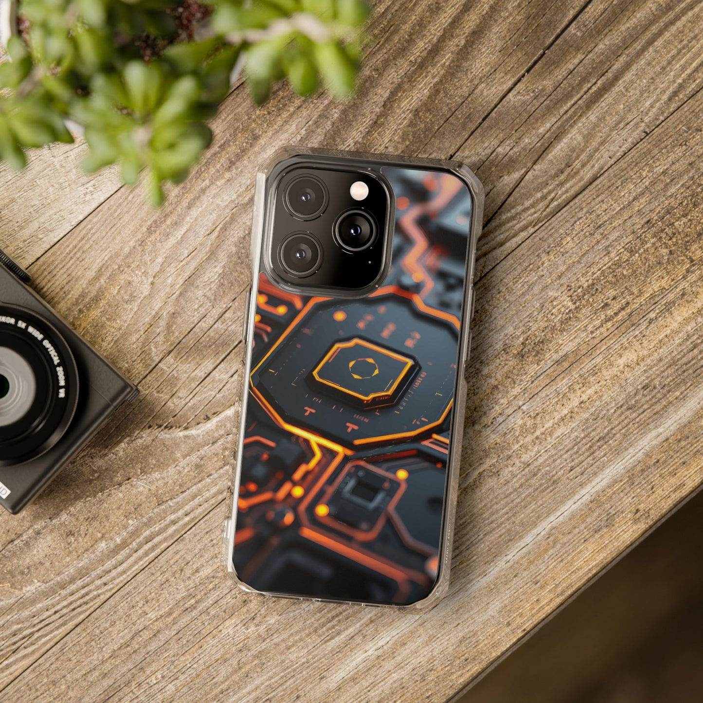 Futuristic Magnetic Phone Case, Clear Impact Case, Stylish Tech Accessory, Gifts for Tech Enthusiasts, Unique Phone Cover