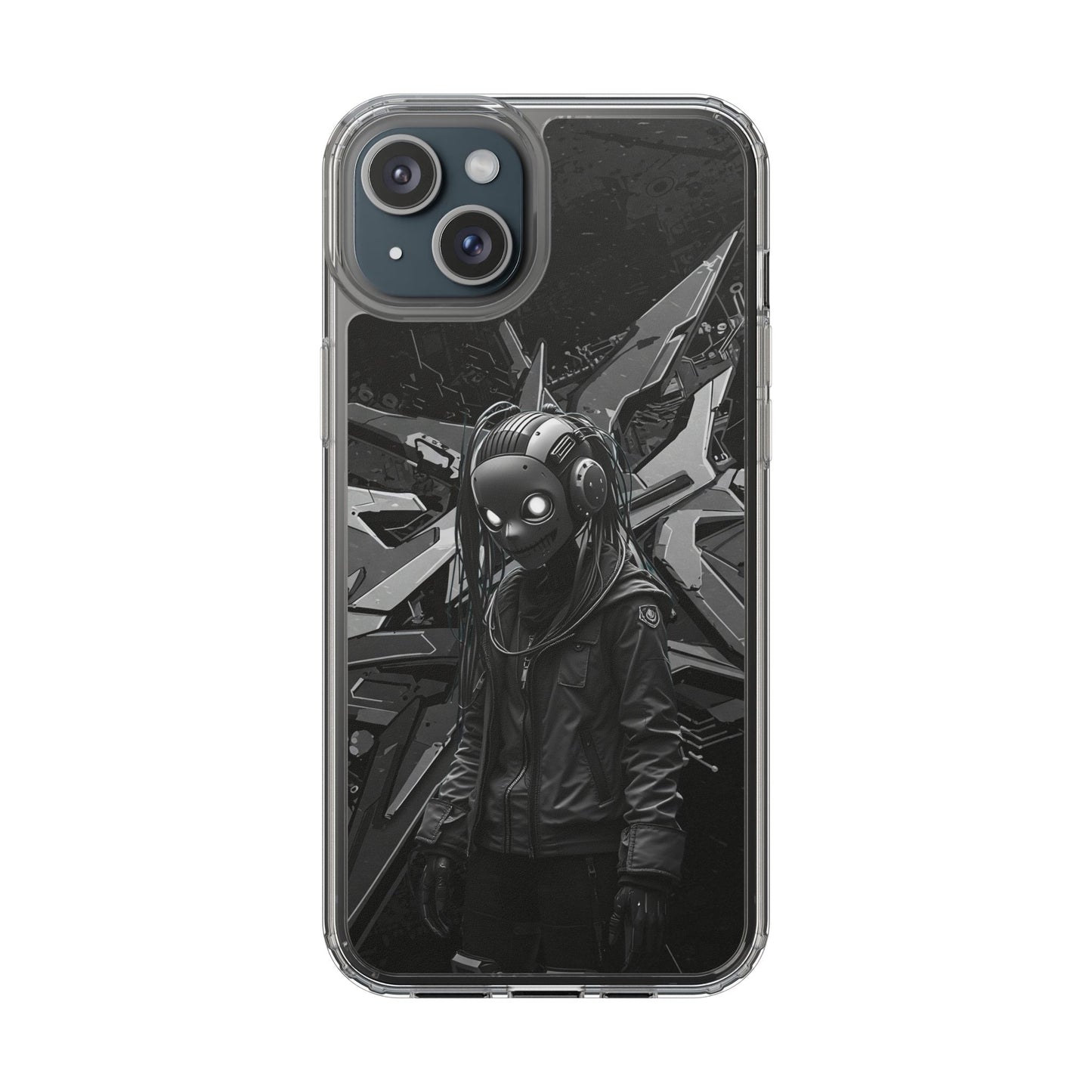 Anime-Inspired Clear Phone Case - Edgy Streetwear Style