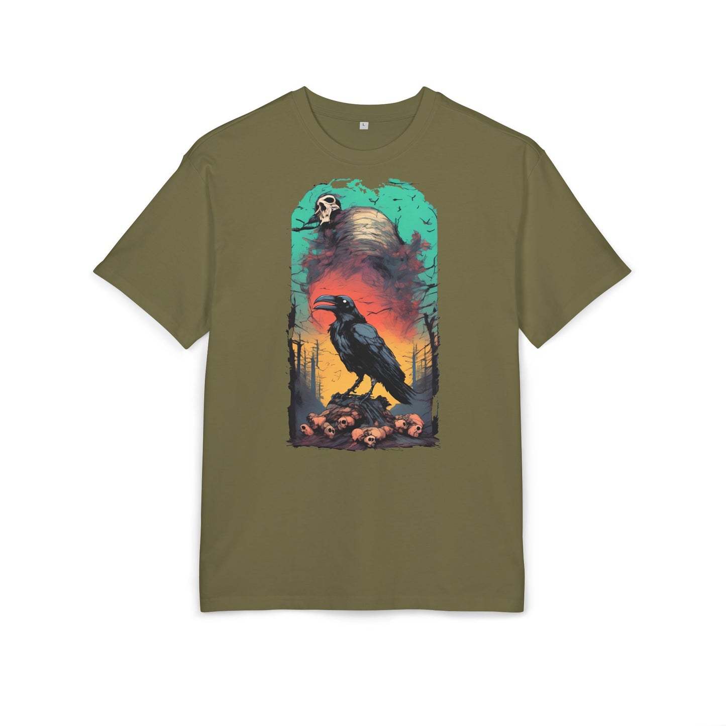Mystical Raven Oversize Tee: Boho Style, Unisex Graphic T-Shirt for Nature Lovers, Festival Wear, Halloween, Gift Ideas
