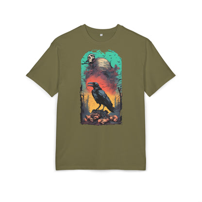 Mystical Raven Oversize Tee: Boho Style, Unisex Graphic T-Shirt for Nature Lovers, Festival Wear, Halloween, Gift Ideas