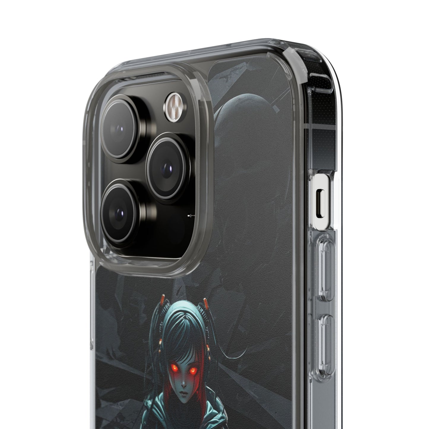 Futuristic Clear Phone Case with Cyberpunk Design - Edgy and Stylish
