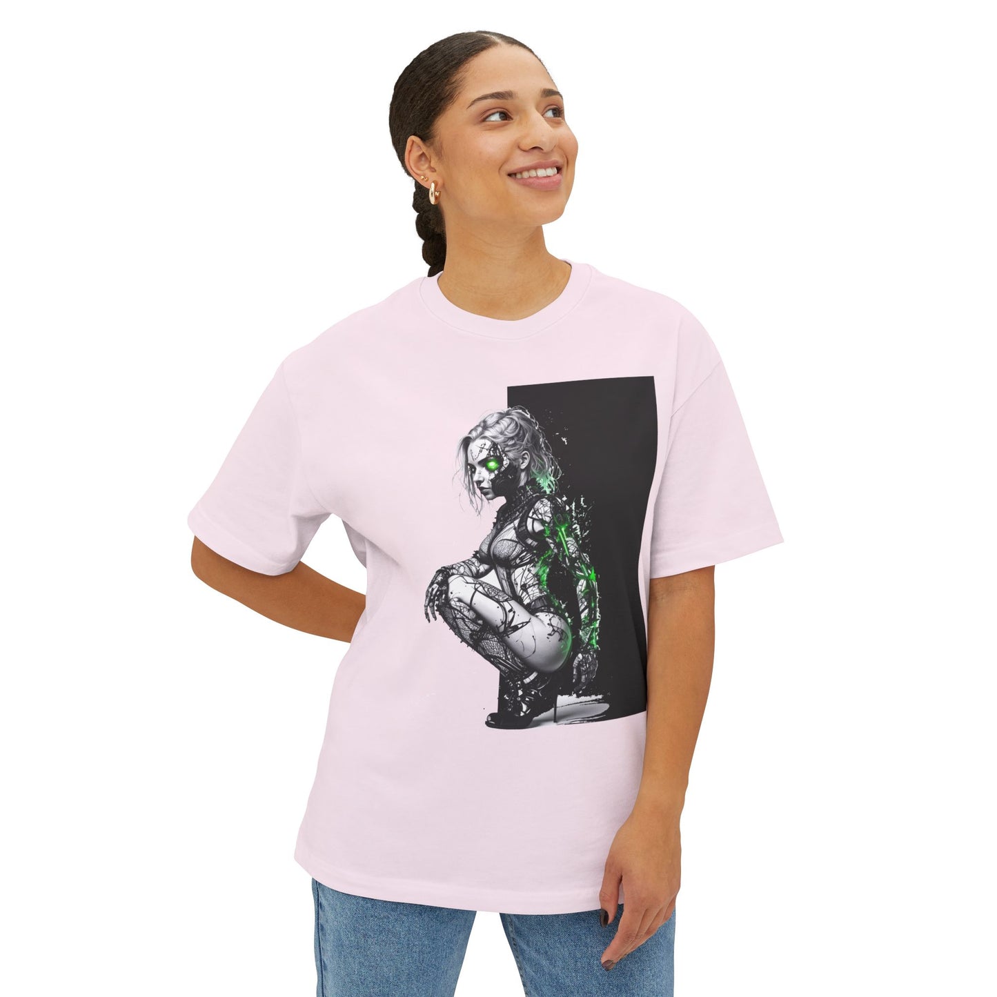 Cyberpunk-Inspired Unisex Oversized Tee, Streetwear T-Shirt, Graphic Tee for Art Lovers, Casual Wear, Unique Gift