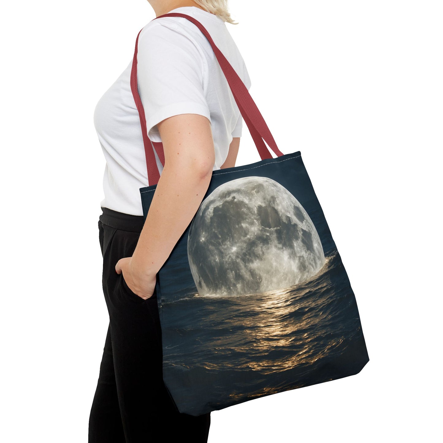 Moonlit Ocean Tote Bag - Night Sky, Beach, Stylish, Eco-Friendly, Great Gift for Friends, Perfect for Travel, Shopping