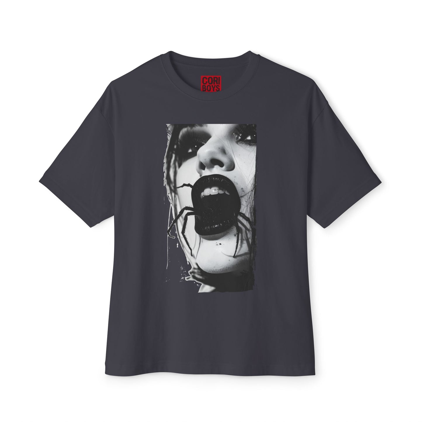 Spooky Spider Graphic Tee, Unisex Oversized Black Widow Shirt, Halloween Apparel, Creepy Casual Wear, Unique Gift Idea