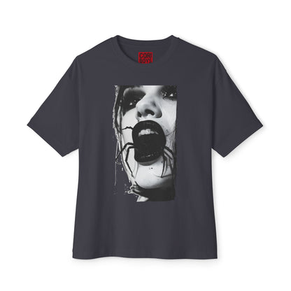 Spooky Spider Graphic Tee, Unisex Oversized Black Widow Shirt, Halloween Apparel, Creepy Casual Wear, Unique Gift Idea