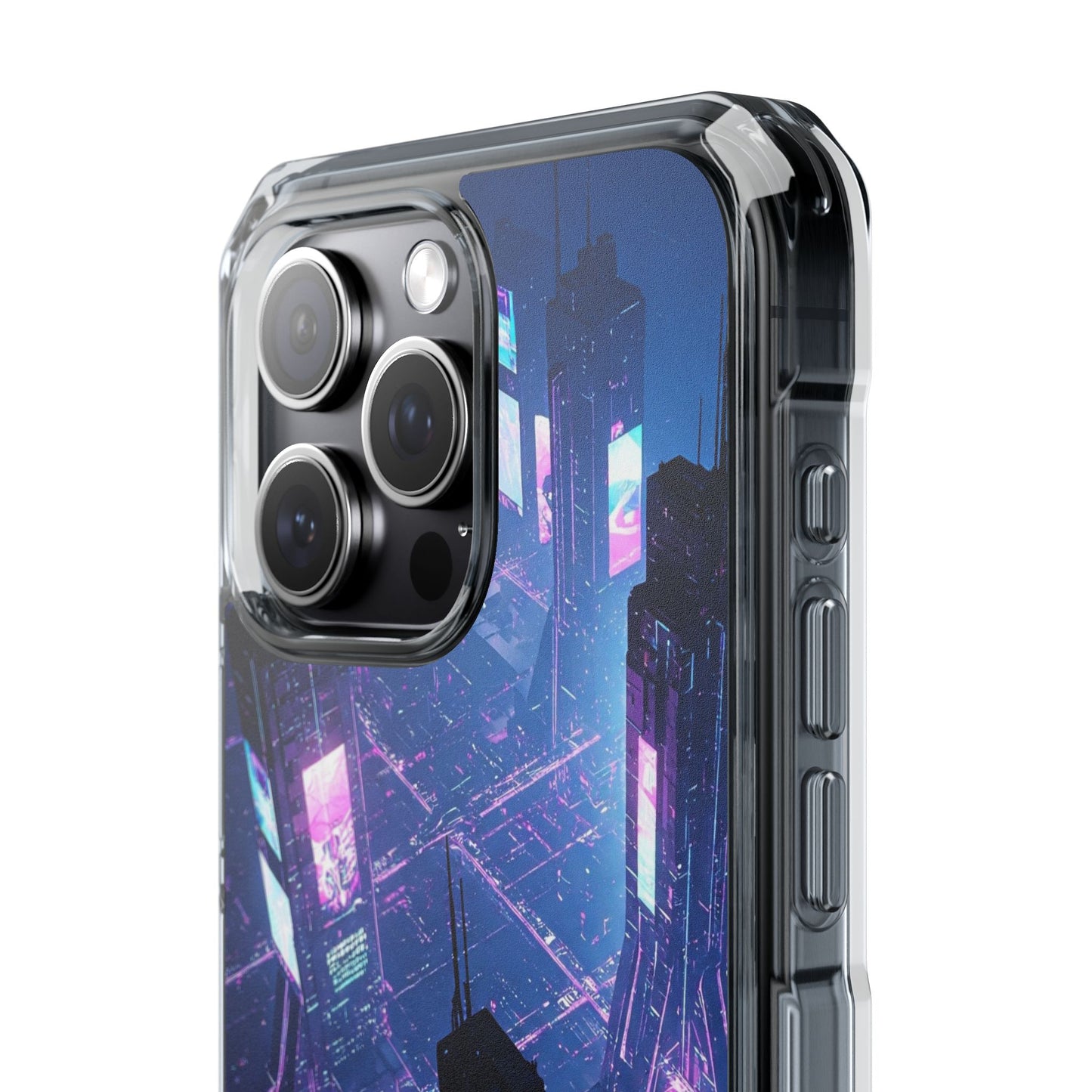 Futuristic Cityscape Phone Case, Customizable Clear Impact Case, Gift for Tech Lovers, Unique Phone Accessory, Aesthetic Cell Phone Cover