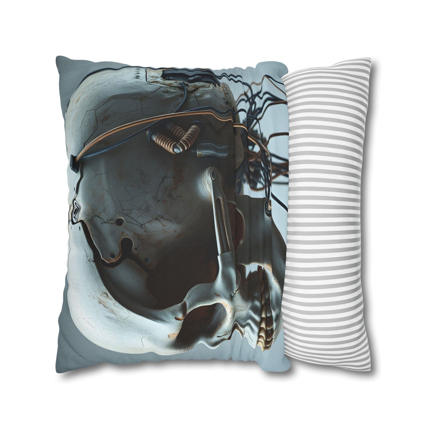 Square Pillowcase Futuristic Edge Skull Design Pillowcase