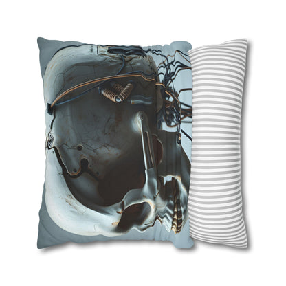 Square Pillowcase Futuristic Edge Skull Design Pillowcase