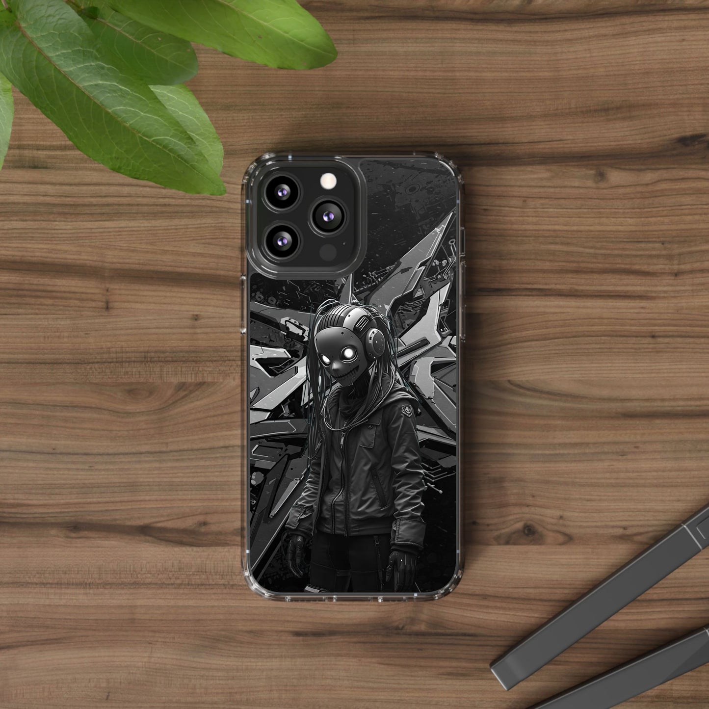 Anime-Inspired Clear Phone Case - Edgy Streetwear Style