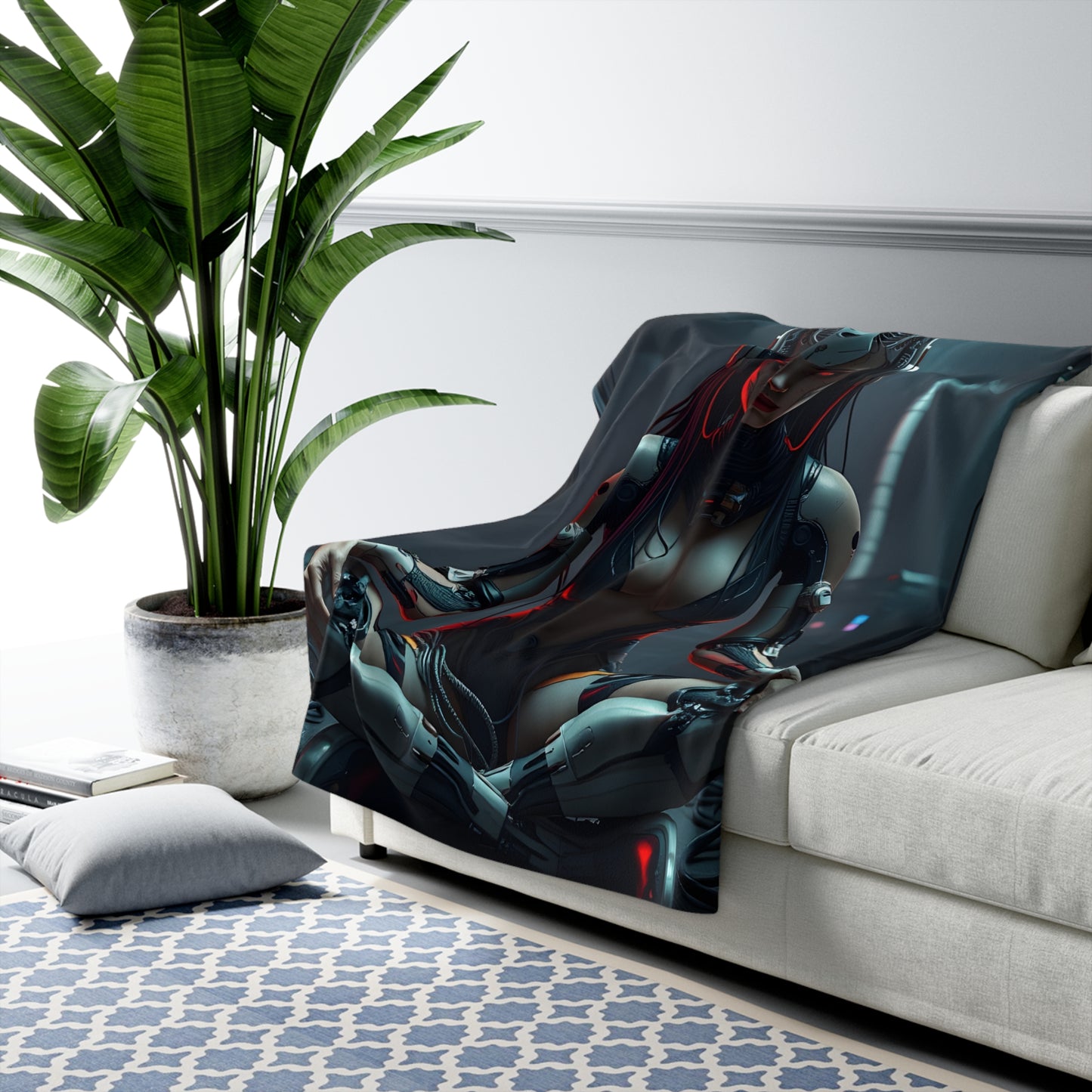 Cyber Sherpa Fleece Blanket - Cozy Aesthetic Home Decor