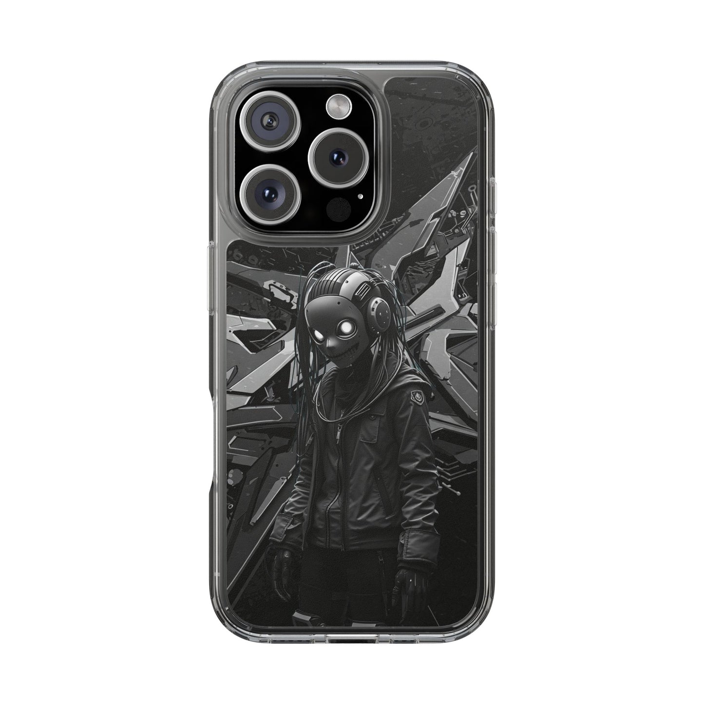 Anime-Inspired Clear Phone Case - Edgy Streetwear Style