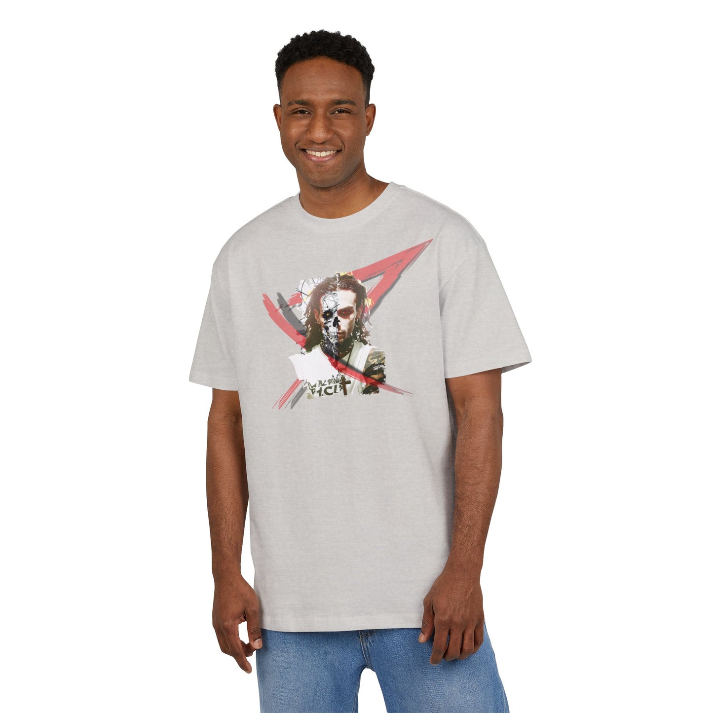 Unisex Heavy Oversize Tee with Artistic Design, Casual T-Shirt, Graphic Tee for Art Lovers, Gift for Creative Friends, Trendy Streetwear