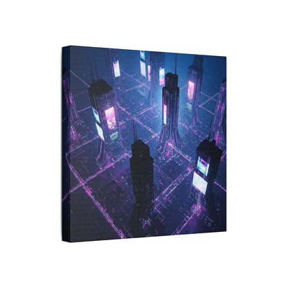 Futuristic Art Canvas, Urban Wall Decor, Retro Digital Print, Cyberpunk Artwork, Modern Home Aesthetic