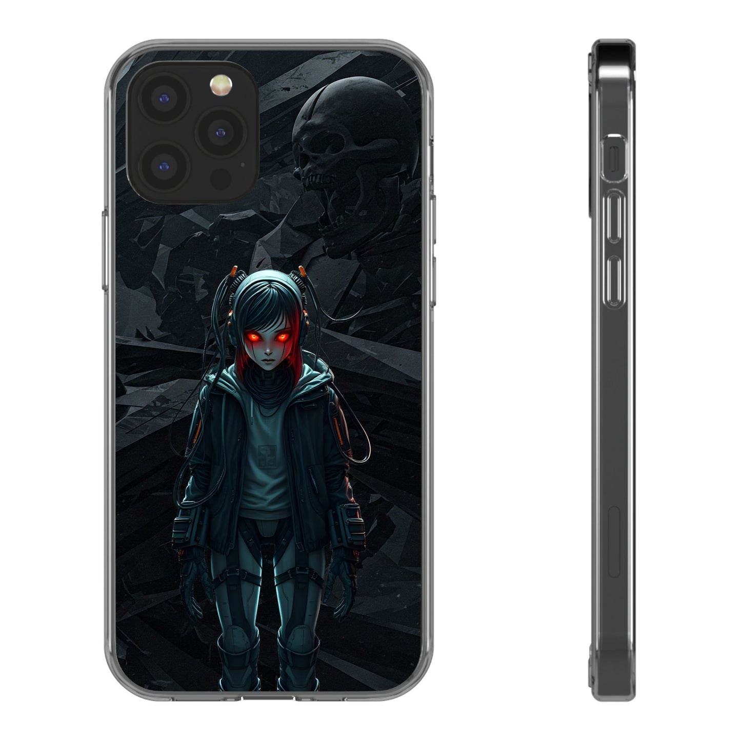 Futuristic Clear Phone Case with Cyberpunk Design - Edgy and Stylish