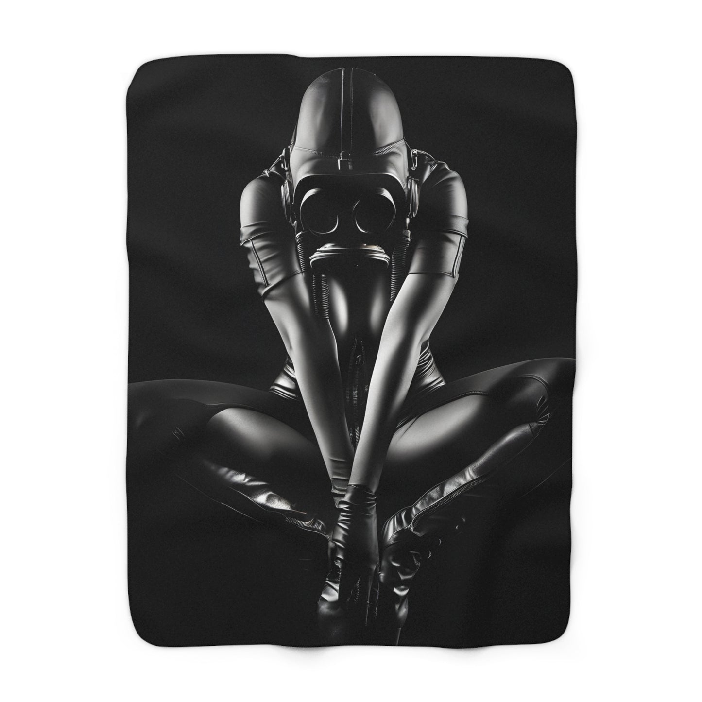 Sherpa Fleece Blanket with Futuristic Cyber Dark Design