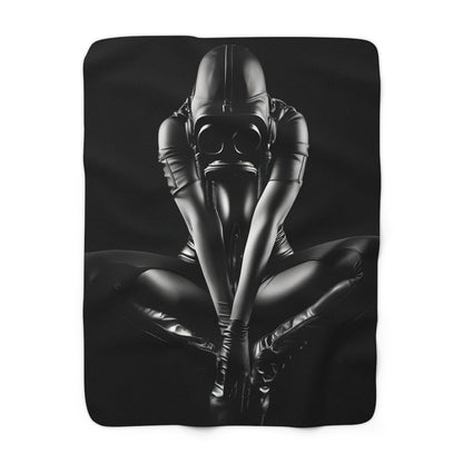 Sherpa Fleece Blanket with Futuristic Cyber Dark Design