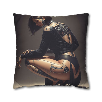 Futuristic Robot Art Pillowcase, Decorative Throw Pillow, Modern Home Decor, Gift for Tech Lovers, Cyberpunk Cushion Cover