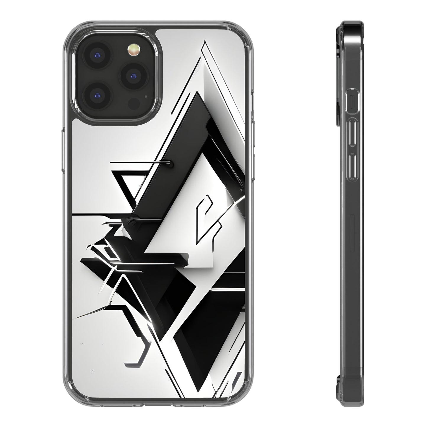 Clear Phone Case with Abstract Edgy Design Print