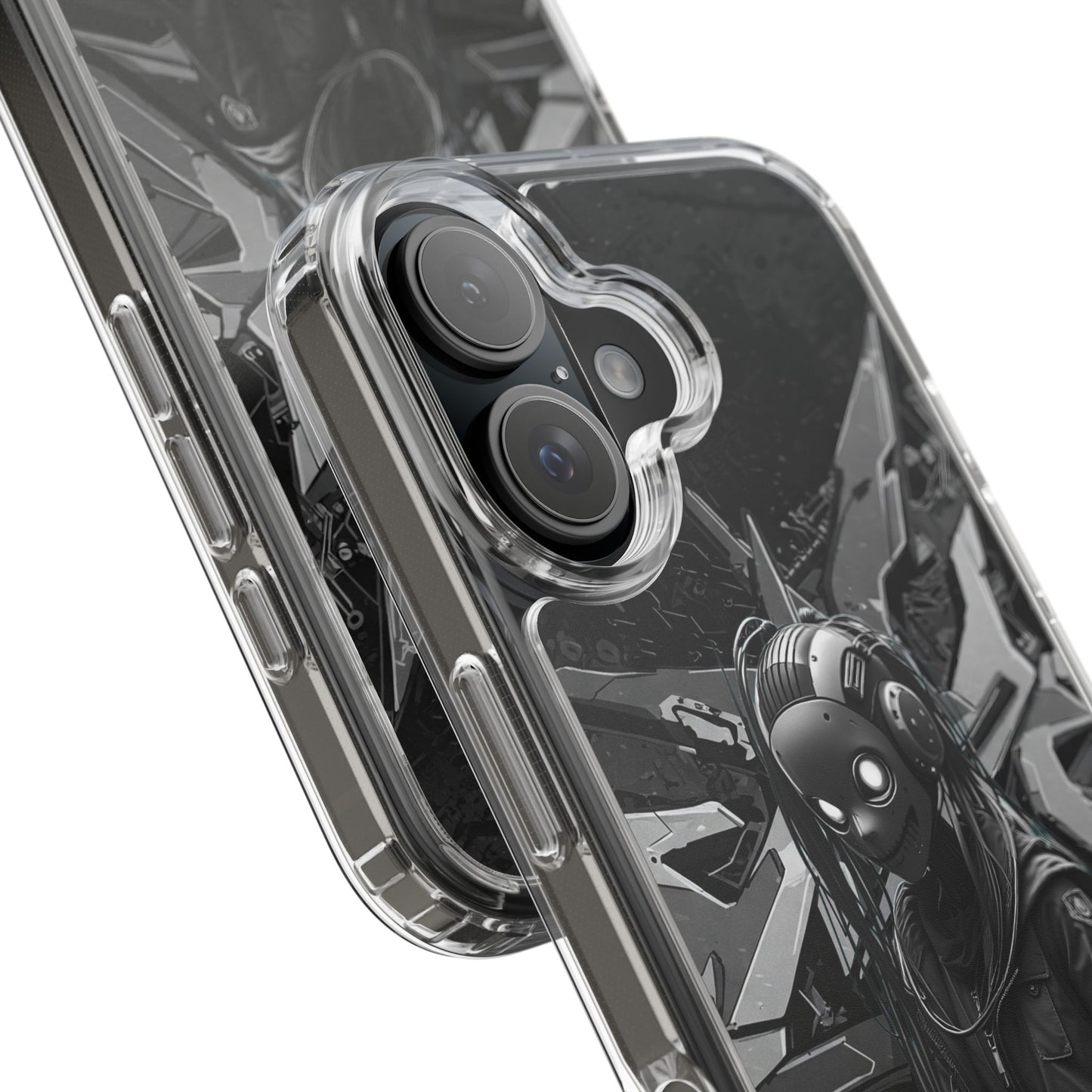 Anime-Inspired Clear Phone Case - Edgy Streetwear Style