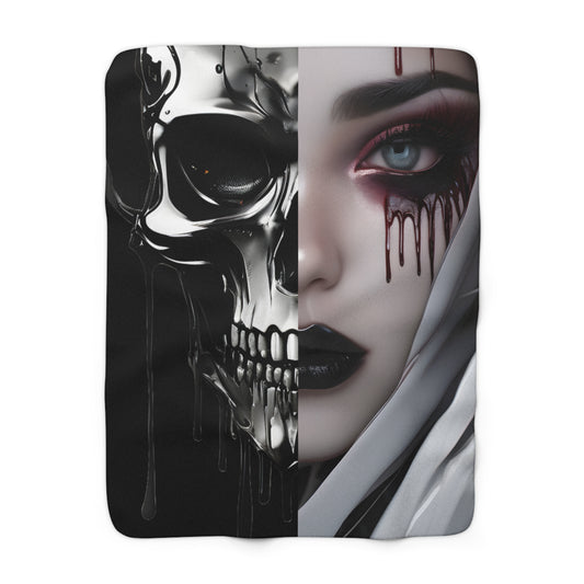 Sherpa Fleece Blanket with Dark Gothic Horror Design