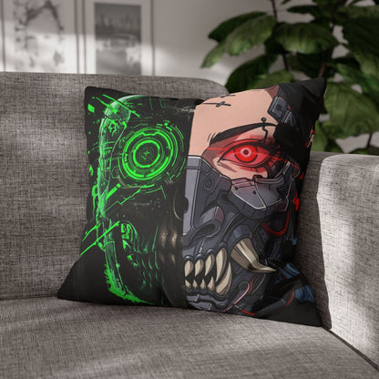 Futuristic Cyborg Pillowcase, Decorative Pillow Cover, Cyberpunk Home Decor, Gift for Sci-Fi Lovers, Gaming Room Accessory