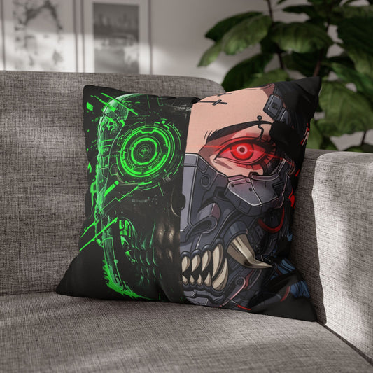 Futuristic Cyborg Pillowcase, Decorative Pillow Cover, Cyberpunk Home Decor, Gift for Sci-Fi Lovers, Gaming Room Accessory