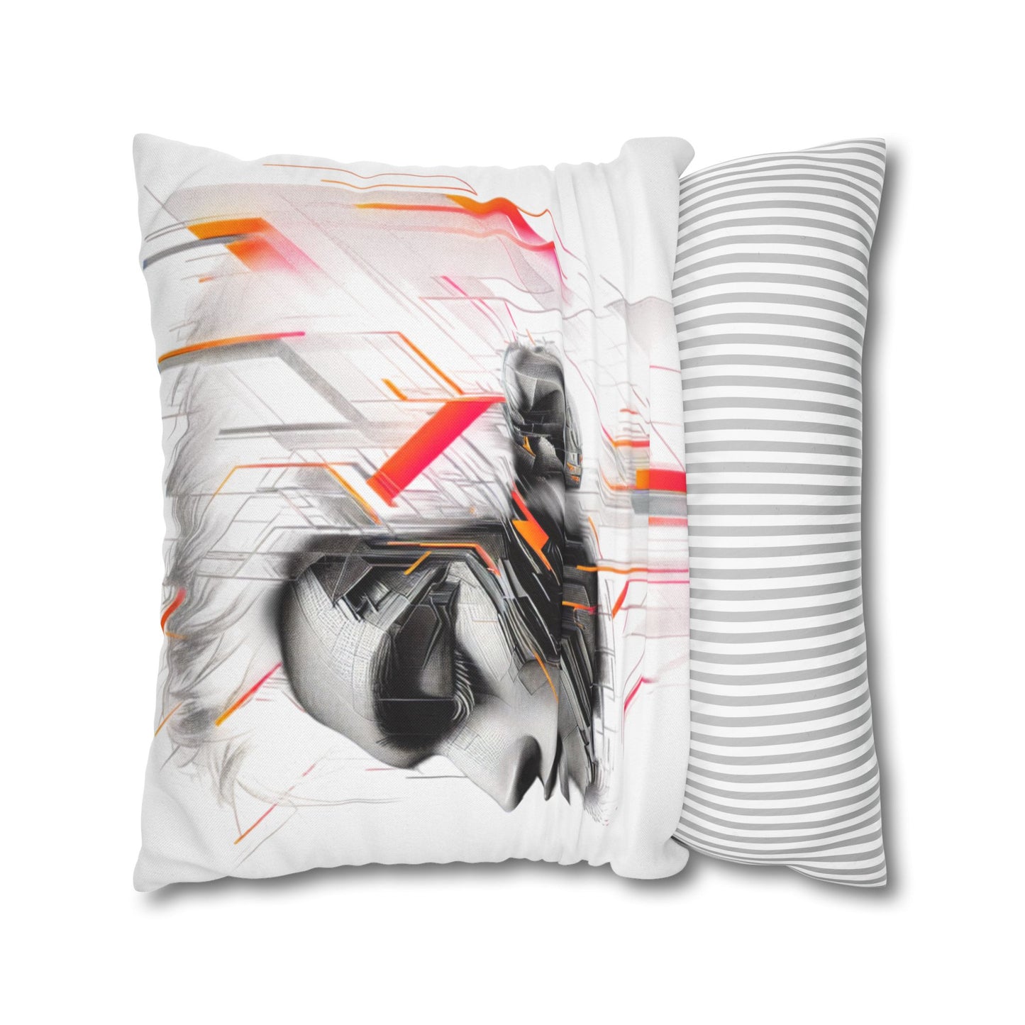 Futuristic Art Pillowcase - Modern Home Decor, Geometric Throw Pillow, Gift for Tech Lovers, Contemporary Accent Cushion