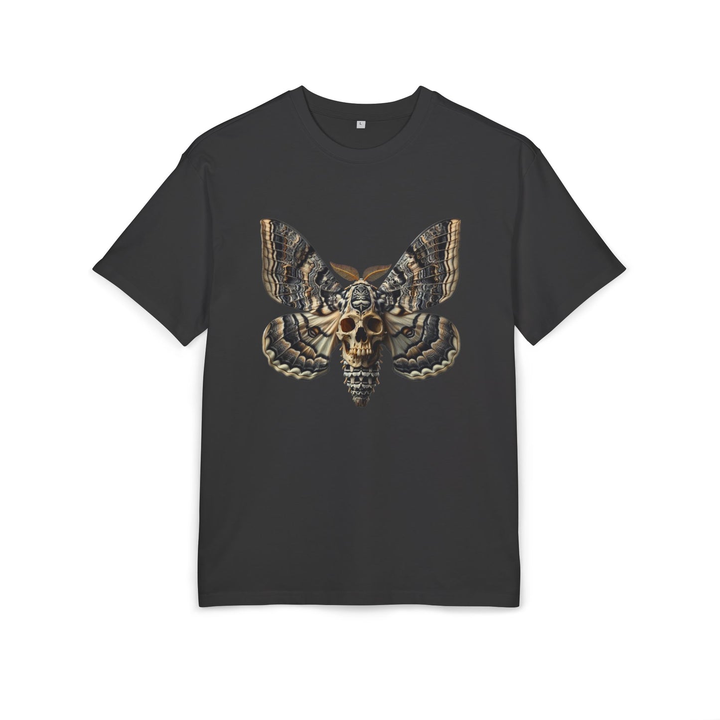 Unisex Oversize Tee with Skull Moth Design - Edgy Graphic Shirt