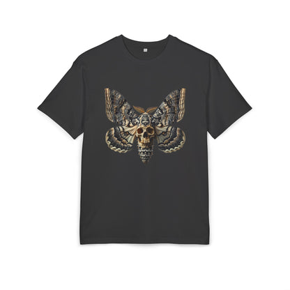 Unisex Oversize Tee with Skull Moth Design - Edgy Graphic Shirt
