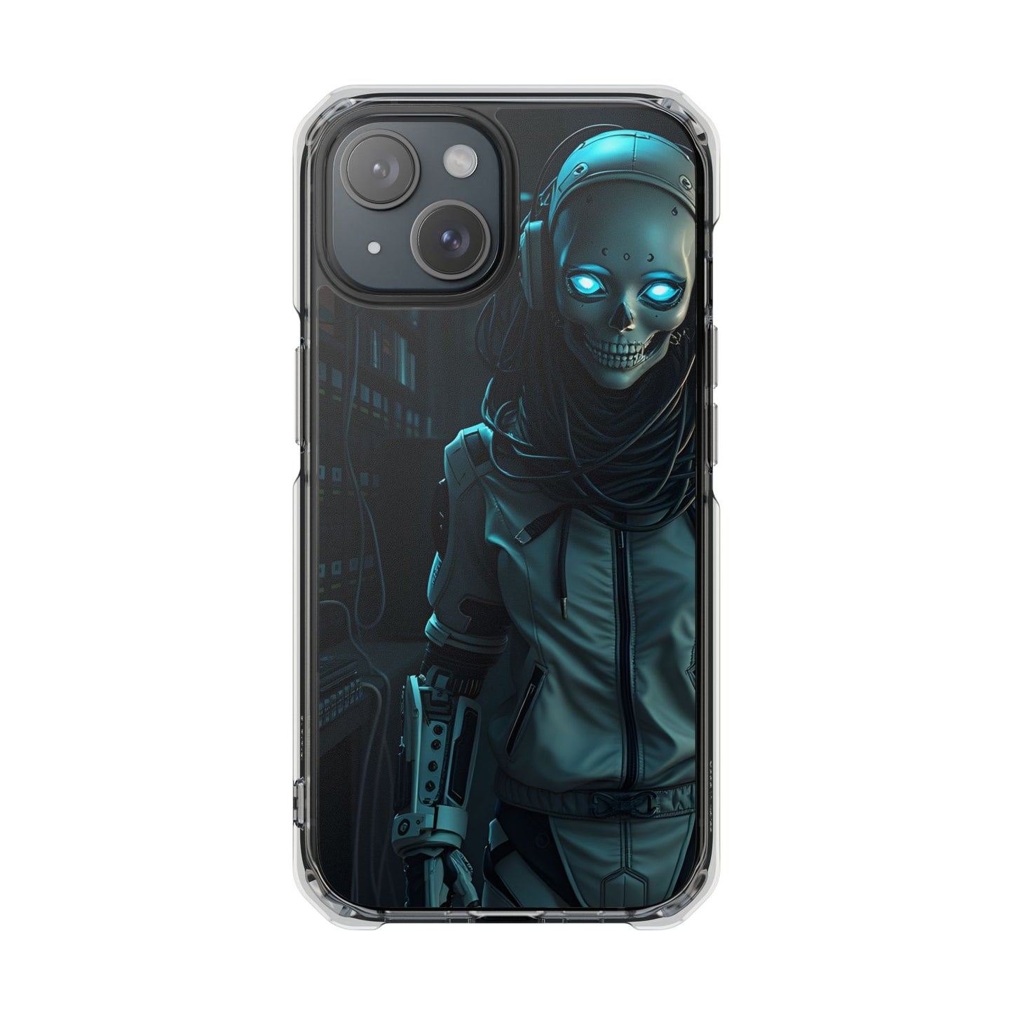 Futuristic Robot Phone Case, Magnetic Clear Impact Case, Unique Gift for Tech Lovers, Protective Smartphone Accessory, Cyberpunk Style