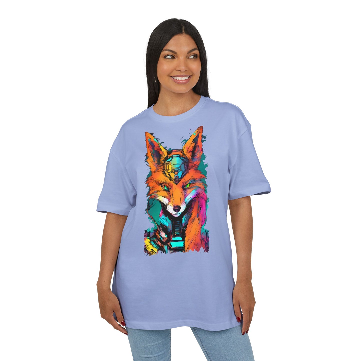 Vibrant Fox Graphic Oversized Tee, Unisex Streetwear Shirt, Unique Gift for Animal Lovers, Casual Wear, Colorful Art Tee
