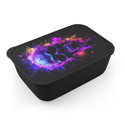 Vibrant Skull Bento Box with Utensils, Cool Lunch Container, Funky Meal Prep, Unique Gift for Food Lovers, School Lunches, Halloween